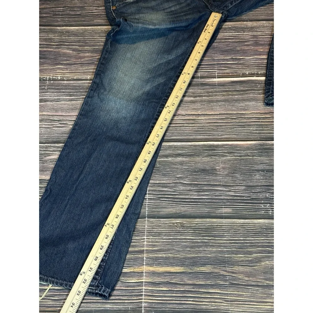 True Religion Jeans Mens 38x33 Straight Made USA Distressed Y2K Embroidered